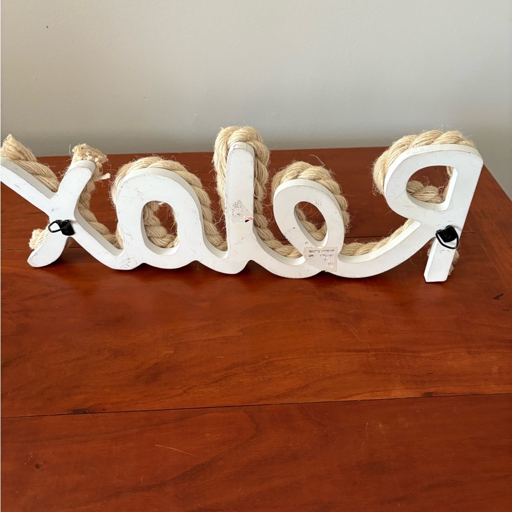 Relax Rope Word Sign Coastal Nautical Decor - Picture 5 of 6